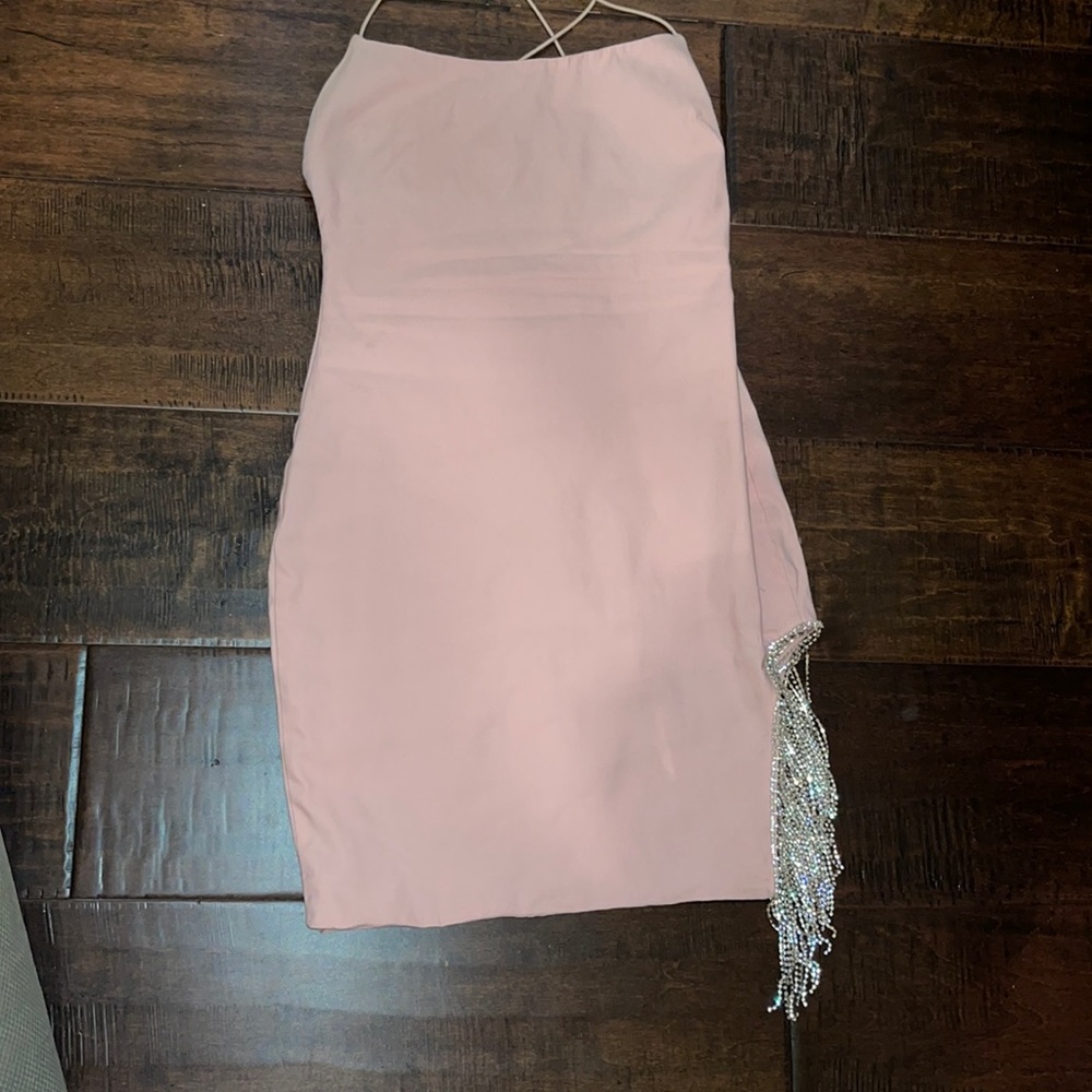 Fashion Nova Light Pink Dress w/ Diamond Fringe: M
